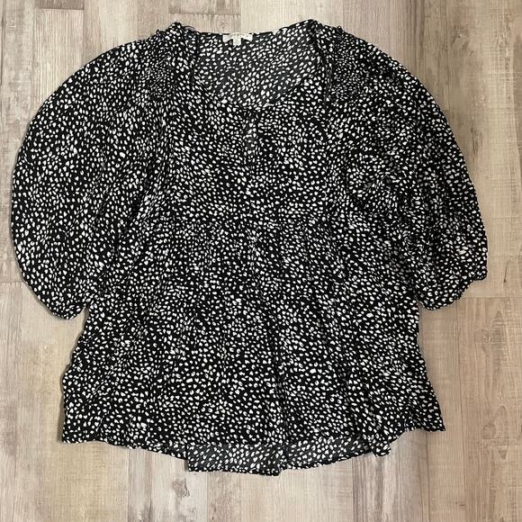 Umgee Animal Print Babydoll Top in Black and white high/lo size 1XL - Picture 6 of 11
